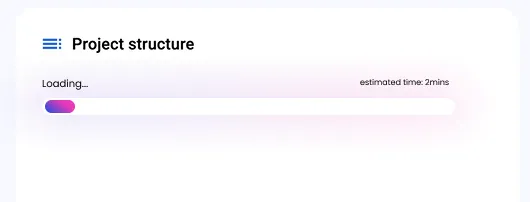 Proposed redesign showing a loading bar with an estimated completion time