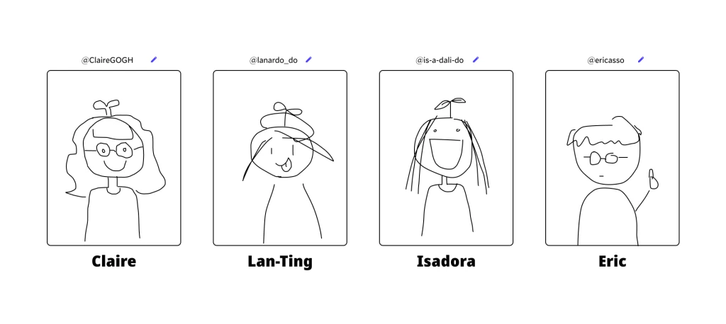 The four team members drawn as Art or Fart avatars.