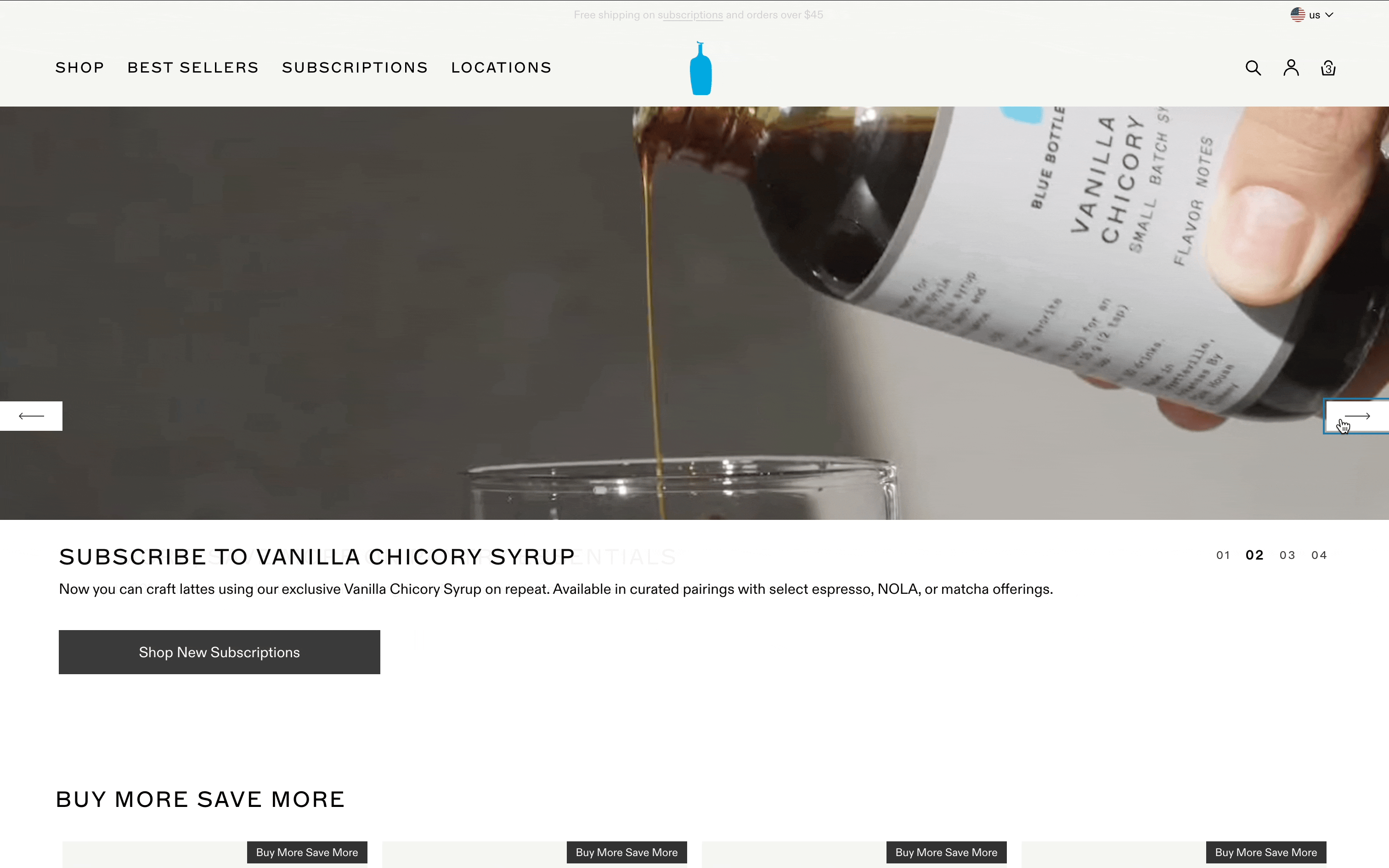 The original Blue Bottle Coffee website we evaluated and assessed